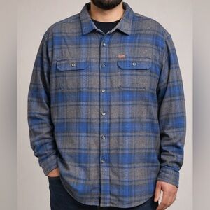 Orvis Men’s XL Plaid Flannel Shirt Blue Gray With Pockets